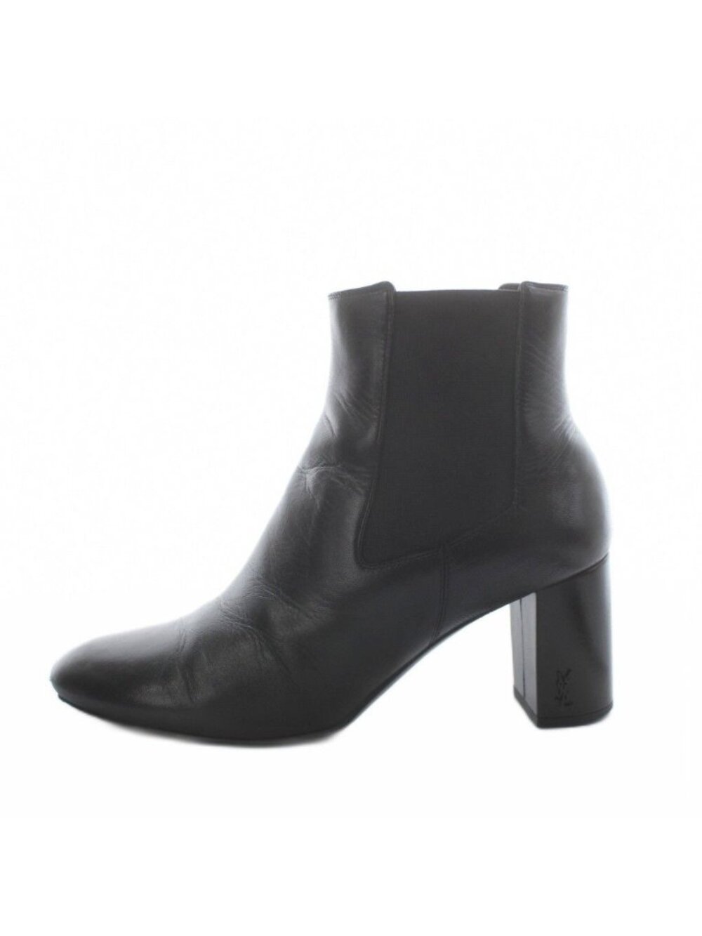 Saint Laurent Paris Side Gore Boots Short Almond Toe Heel Leather 37